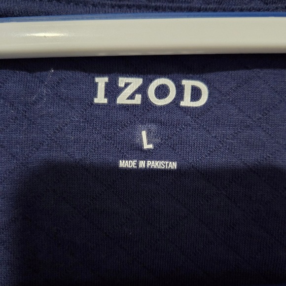 IZOD Quilted Vest Men Size L Navy Blue Zippered Pockets - Picture 3 of 8